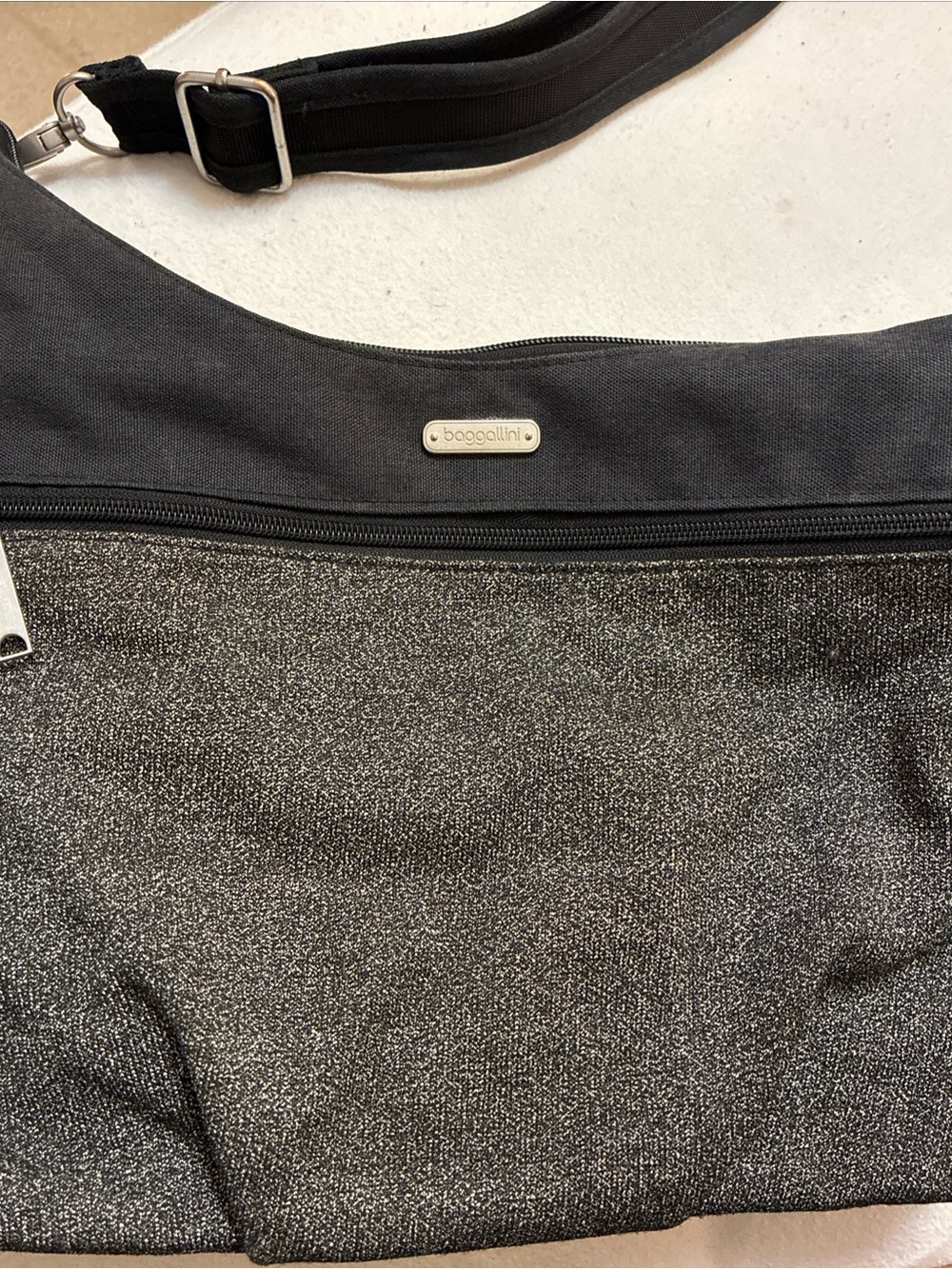 Baggallini Securtex Anti-Theft Slim Crossbody bag and pinkish purple wristlet